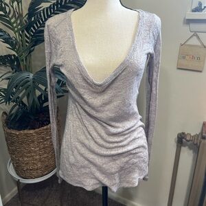 Express lavender loose knit sweater with gold threading (M)